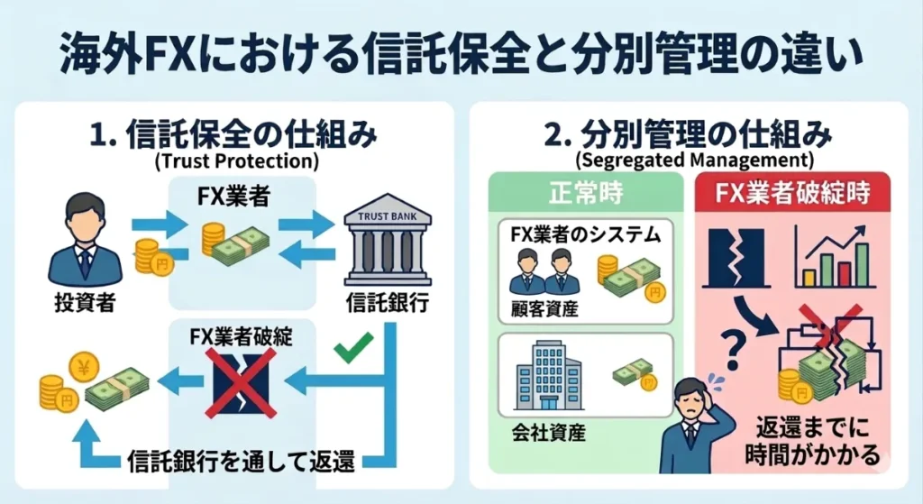 海外FXの分別管理と信託保全の違い