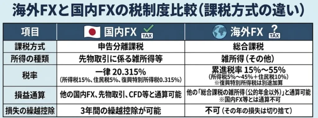 海外FXと国内FXの税金制度の違い