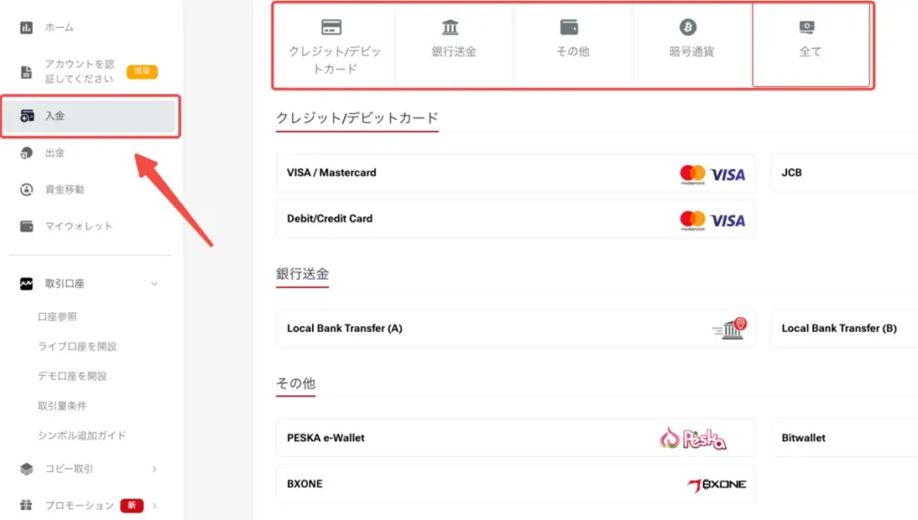 口座へ入金しトレード開始