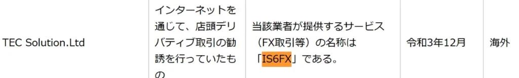 IS6FXは評判が良いが日本の金融庁から警告を受けている