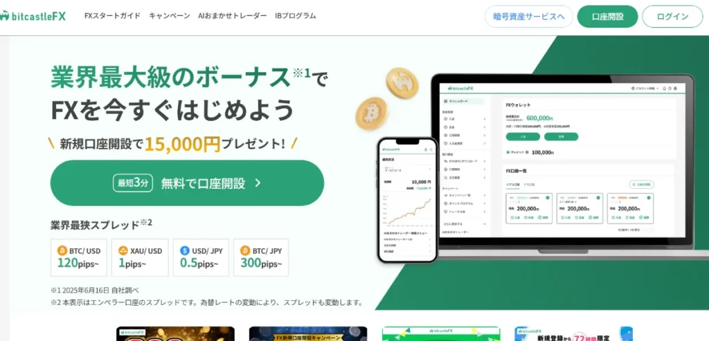 bitcastleFXは最低入金額が低いおすすめの海外FX業者